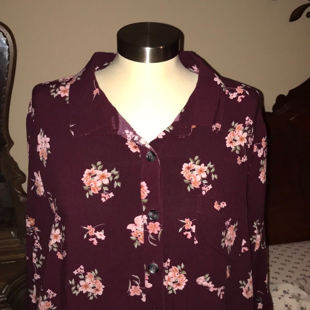Maroon Blouse /w flowers